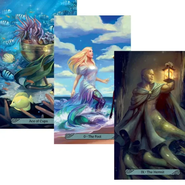 Kit mare 78 Cărți Tarot Mermaid Tarot Leeza Robertson engleză