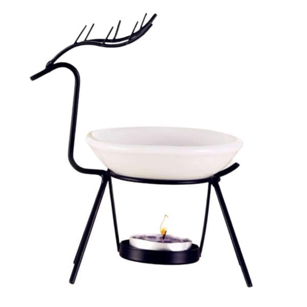 difuzor aromaterapie deer cu vas ceramic bază metal auriu decorativ design minimalist ceară parfumată.