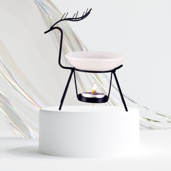 difuzor aromaterapie deer cu vas ceramic bază metal auriu decorativ design minimalist ceară parfumată -